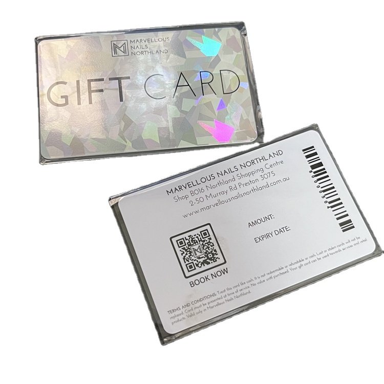 Hologram Shiny Plastic CR80 QR Code Bar Code Printed Programmable Get Google Play Gift Card
