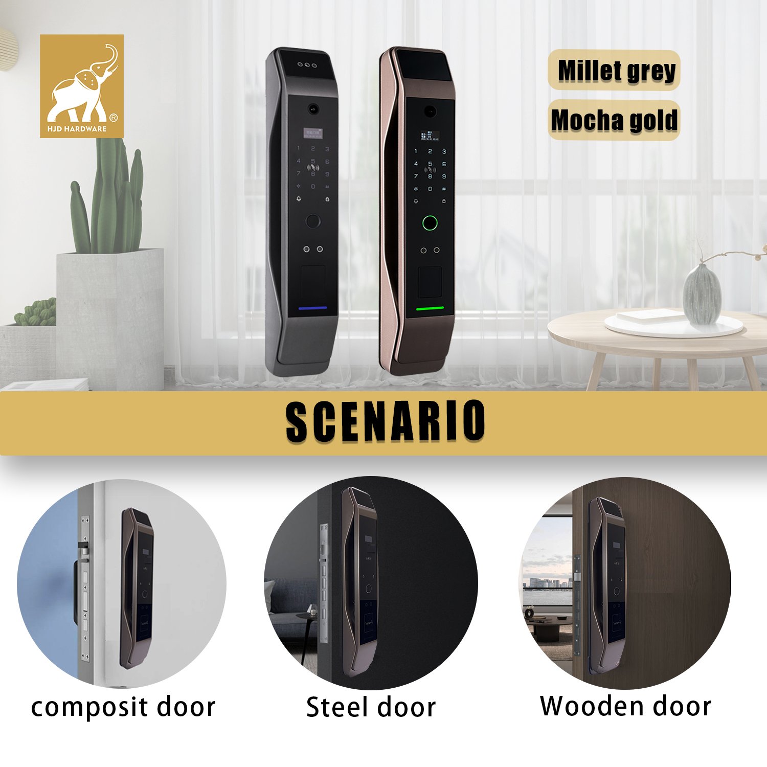 Key Fingerprint Front App control Biometric With Free Software card Smart Hotel Password Rfid Digital Fingerprint Door Handle