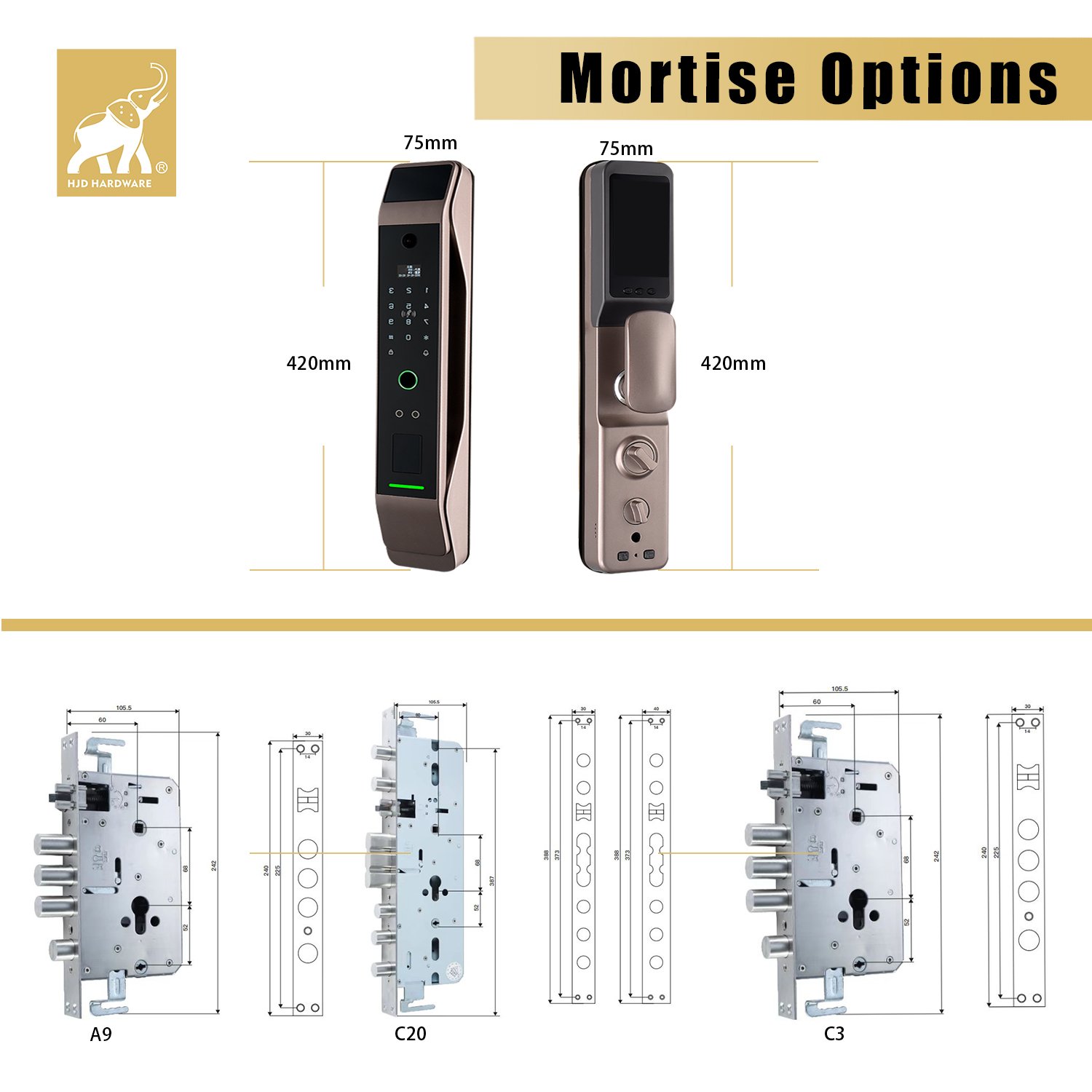 Key Fingerprint Front App control Biometric With Free Software card Smart Hotel Password Rfid Digital Fingerprint Door Handle
