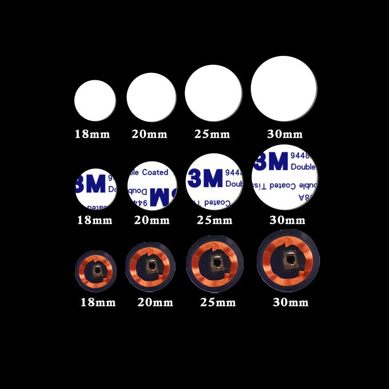 13.56MHz 215 NFC Coins Adhesive Cards Badge Backing 504 Bytes ISO/IEC 14443 A 25mm Waterproof PVC 215 chip Tag