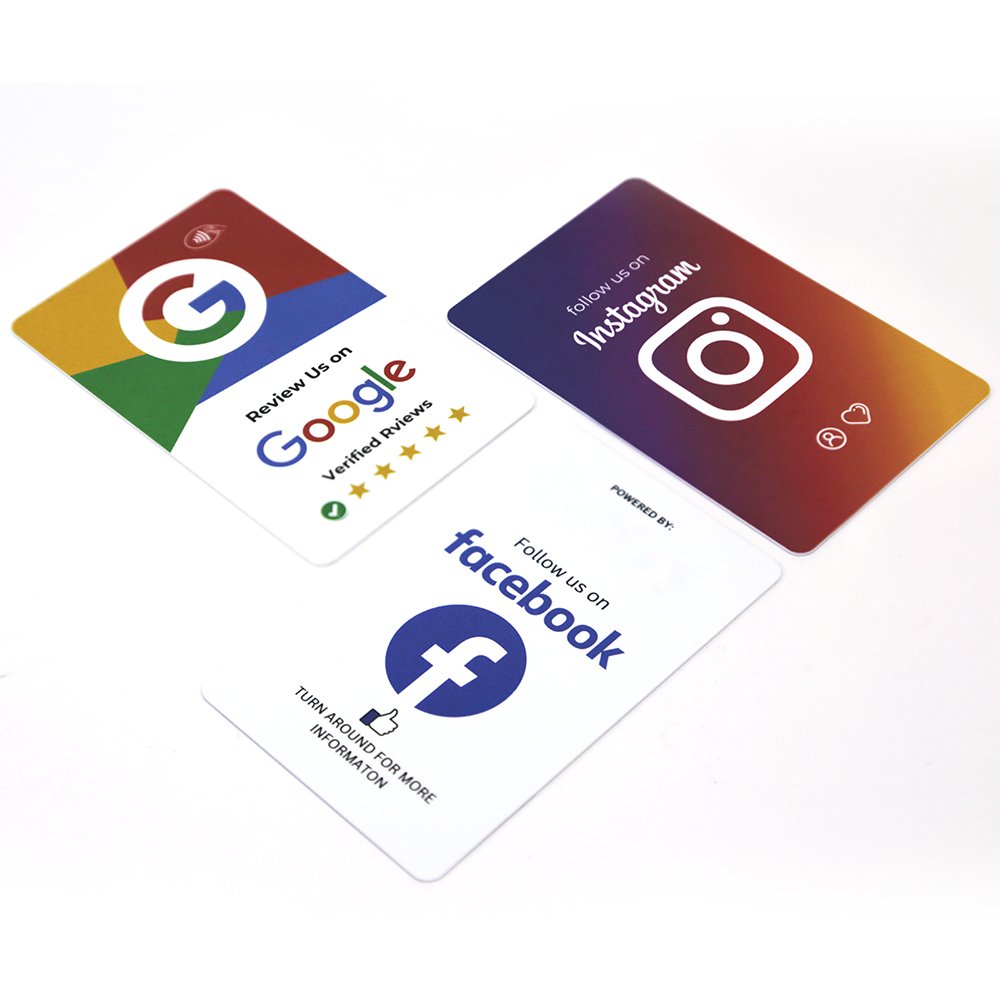 YTS Custom Printing Programmable QR Code Social Media Plastic Stand Nfc Google Review card