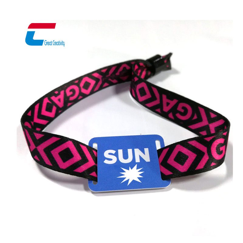 Cxj Custom Logo Rfid Wrist Bands Fabric Bracelet With Plastic Card Polyester Wristbands For Events