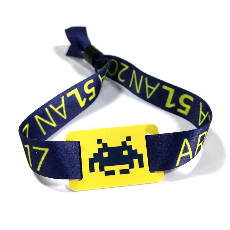 Cxj Custom Logo Rfid Wrist Bands Fabric Bracelet With Plastic Card Polyester Wristbands For Events