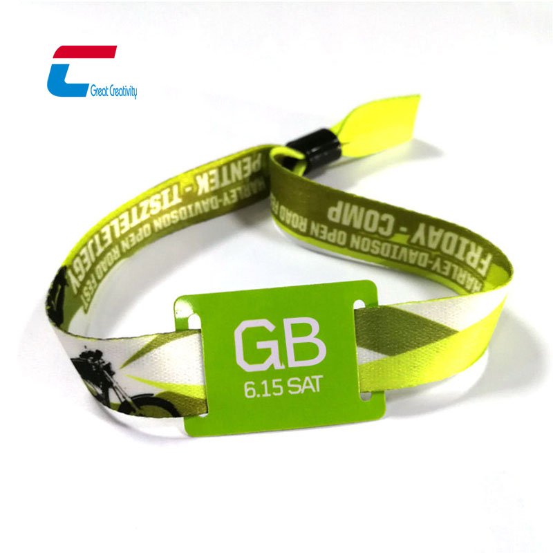 Cxj Custom Logo Rfid Wrist Bands Fabric Bracelet With Plastic Card Polyester Wristbands For Events