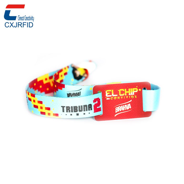 Cxj Custom Logo Rfid Wrist Bands Fabric Bracelet With Plastic Card Polyester Wristbands For Events