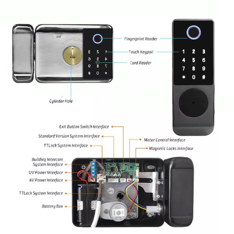 Waterproof Smart Door Lock Double Side Biometric Fingerprint With Tuya Ttlock Remote Control Outdoor Smart Rim Lock