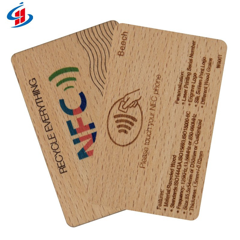 Custom 13.56Mhz NFC RFID Bamboo Wooden Access Control Hotel Key Card Business Card
