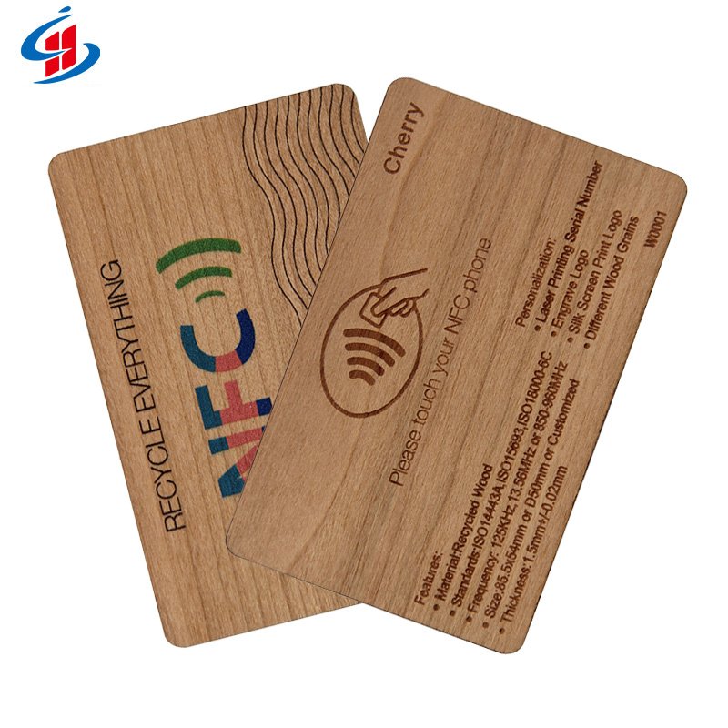 Custom 13.56Mhz NFC RFID Bamboo Wooden Access Control Hotel Key Card Business Card