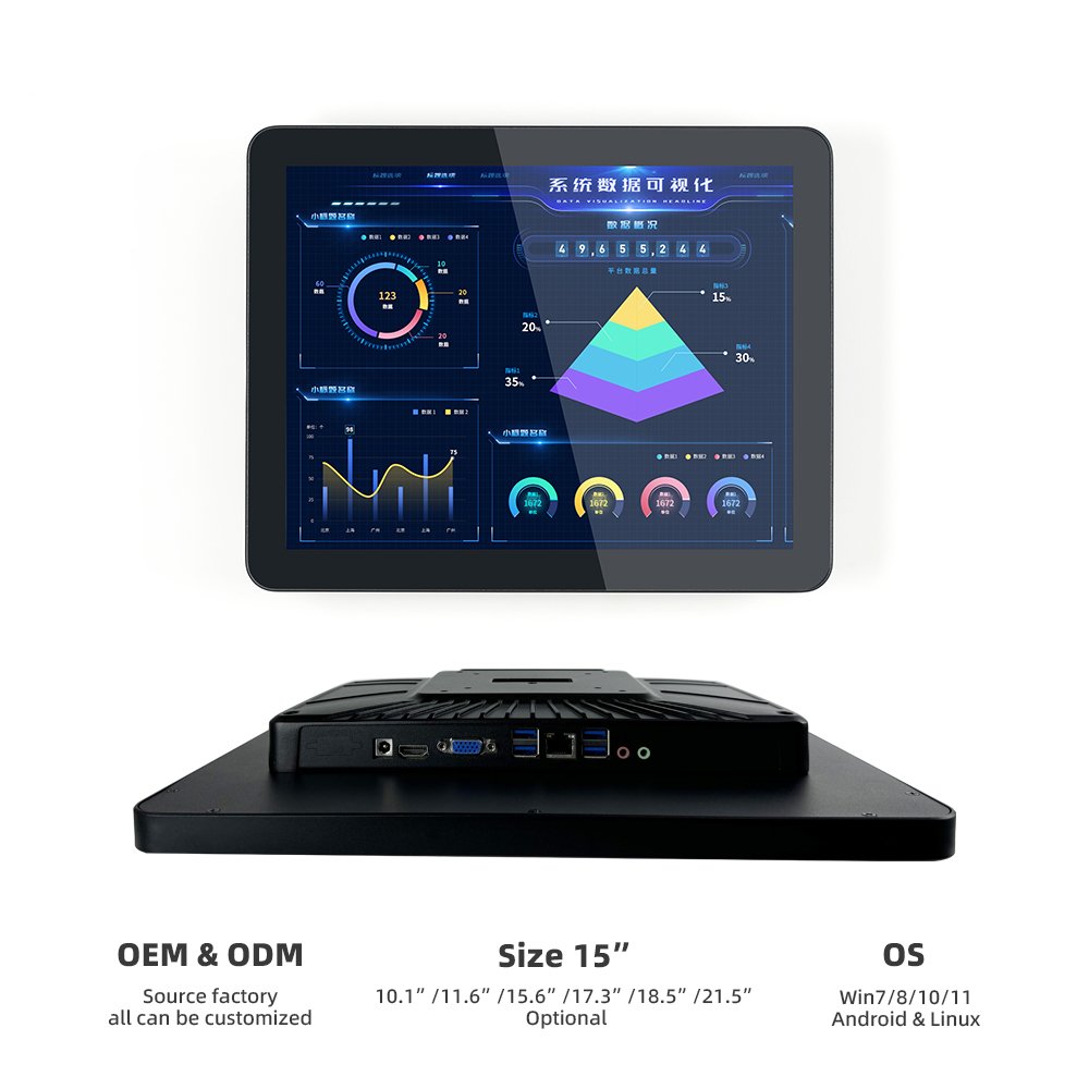 OEM computadora del all-in-one touch screen panel PC for CNC machine with capacitive embedded fanless industrial android PC