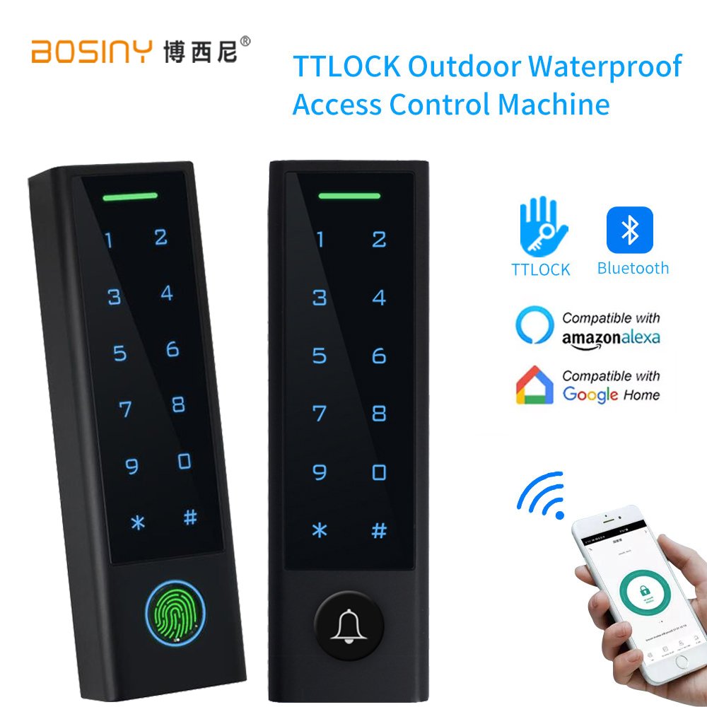 Fingerprint Access Control Keyboard or Doorbell Keypad TTLock App Bluetooth Opener RF IC Card Reader Door Lock System Waterproof