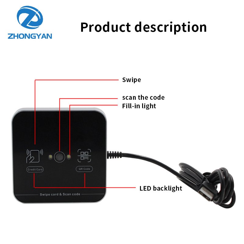 Smart NFC ID IC Card Reader 125Khz 1D 2D QR Code Scan RFID QR Code Reader Contactless USB Interface Desktop Card Reader