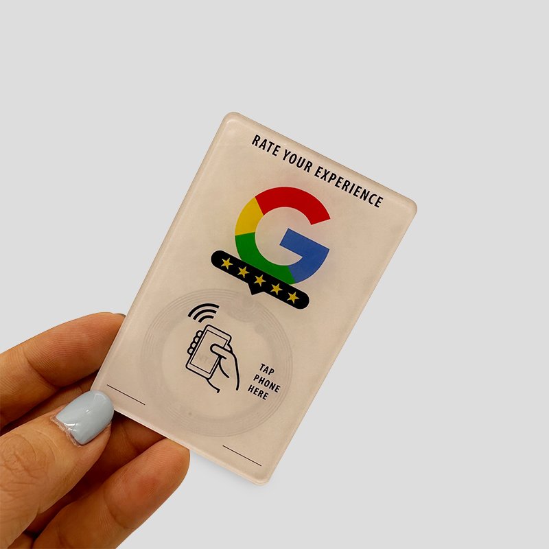 HST RFID NFC card pops up with Google review rating card