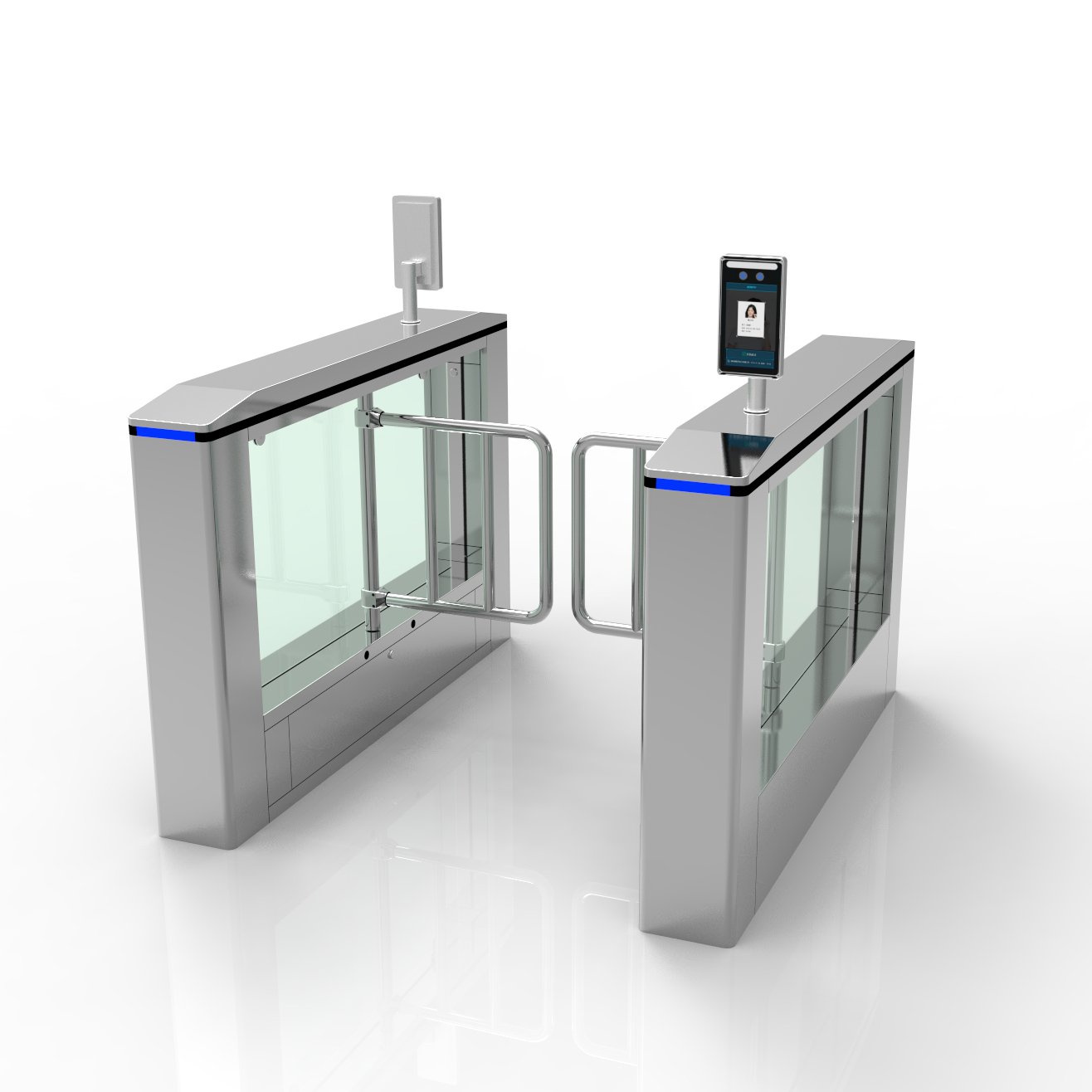 Access Control System RFID Card OR Code Automatic Swing Turnstile Gate Door Lock Attendance Swing Barrier Turnstile