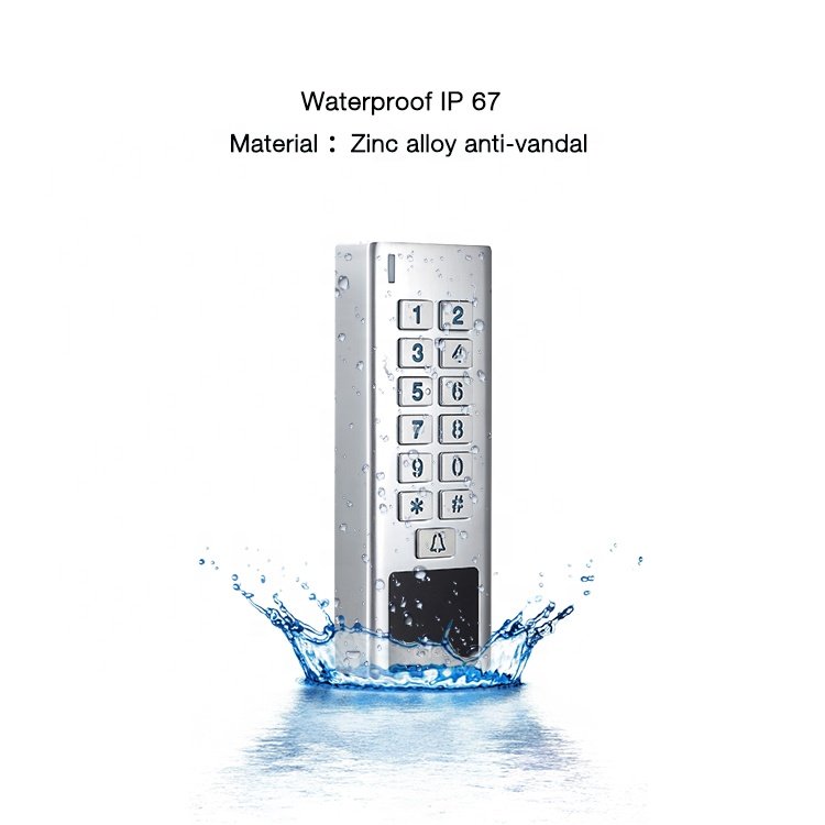 Standalone waterproof IP67 metal single door keypad rfid wiegand door access control system with alarm