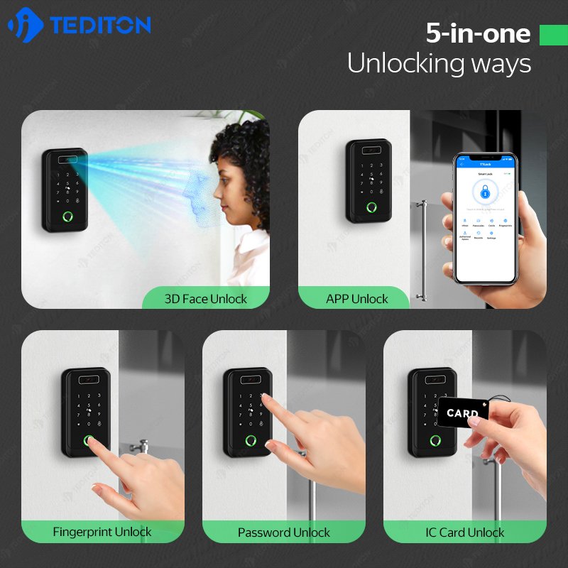 Fechadura Digital TTlock Biometric Fingerprint Intelligent Access Control Card Reader With Biometric And Face