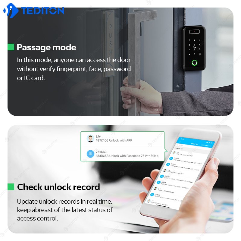 Fechadura Digital TTlock Biometric Fingerprint Intelligent Access Control Card Reader With Biometric And Face