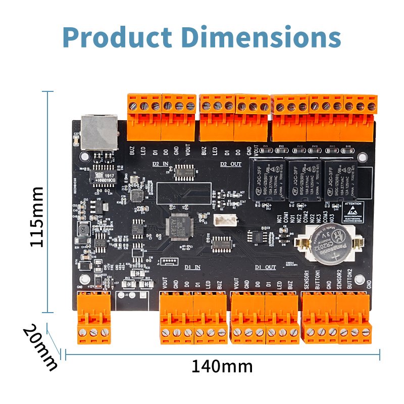 Web Embedded IP/TPC 2 Door access controller board Wiegand output for door access controller panel
