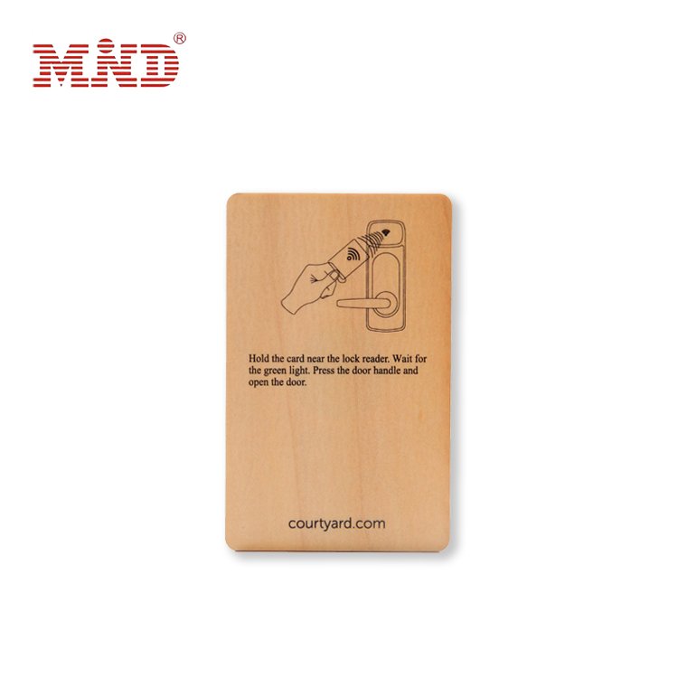 Full color printing smart chip bamboo wood hotel key card