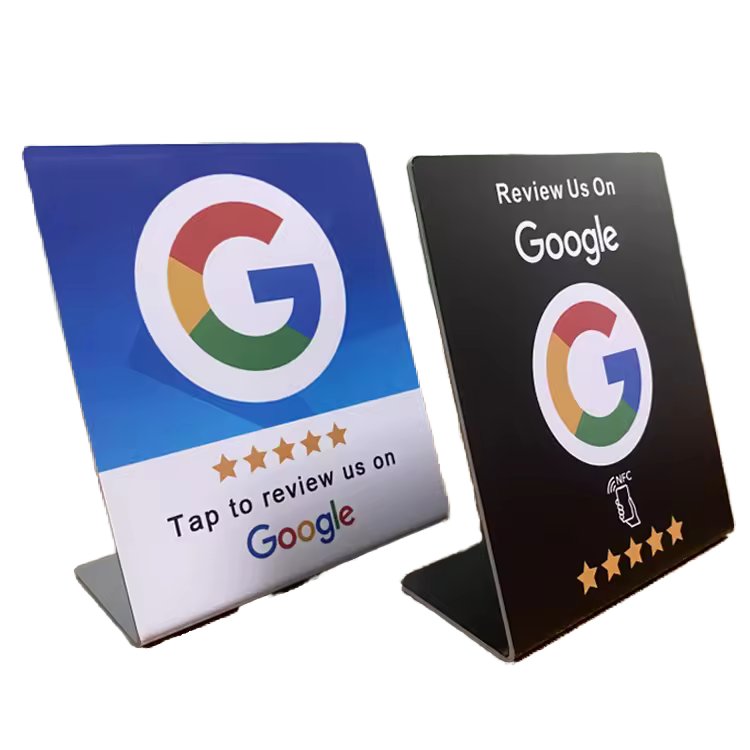 Customize NFC Google Review Table Tap Cards Stand for More Google Reviews Display Stand RFID Google Sticker with Qr Code