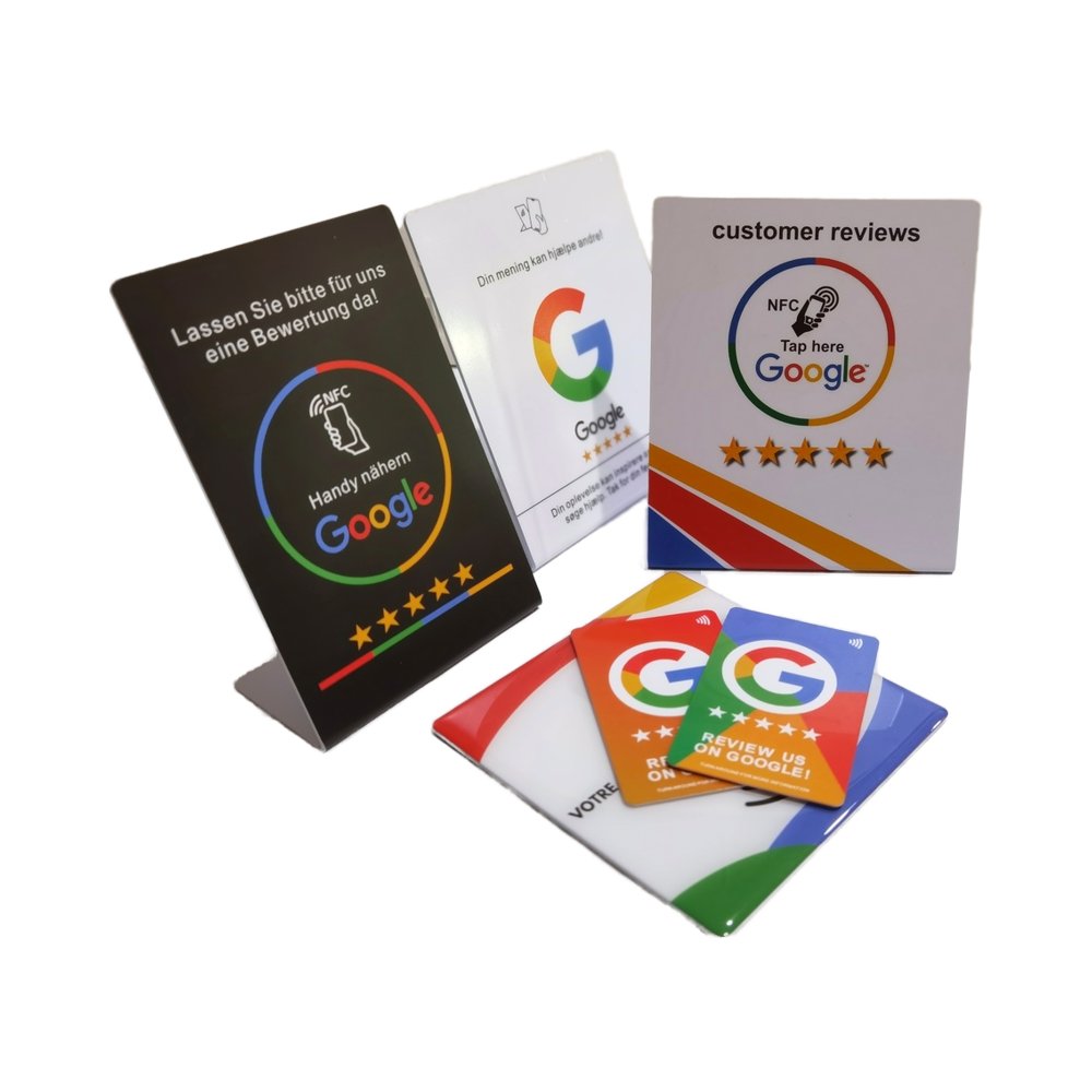 Customize NFC Google Review Table Tap Cards Stand for More Google Reviews Display Stand RFID Google Sticker with Qr Code