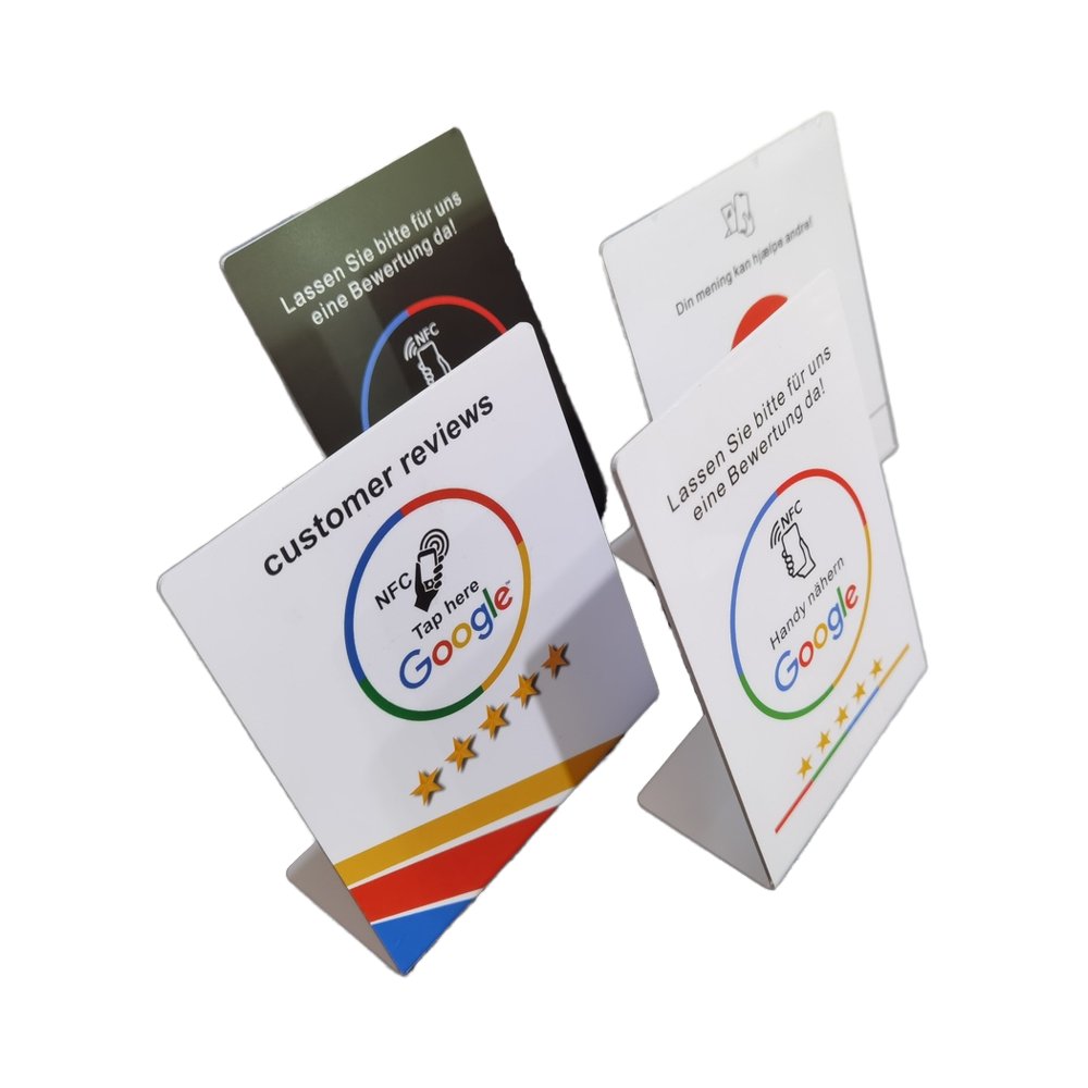 Customize NFC Google Review Table Tap Cards Stand for More Google Reviews Display Stand RFID Google Sticker with Qr Code