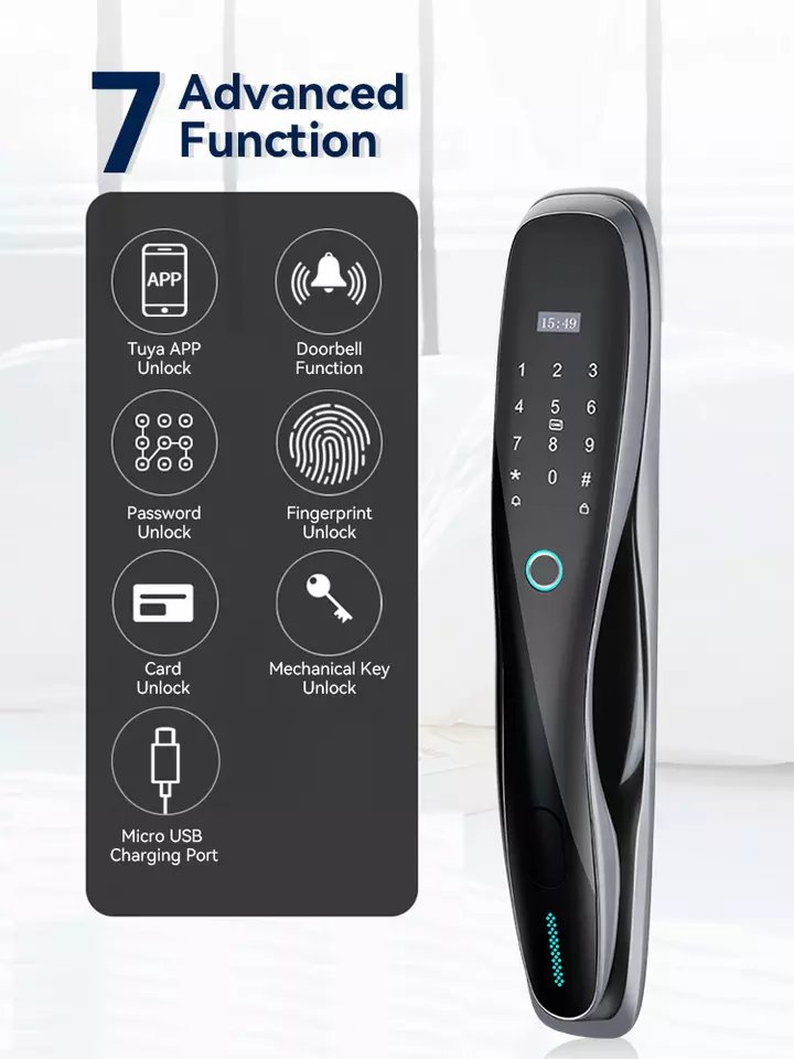 TOPTEQ DF01 Smart Door Lock With Camera Door Smart Lock Candado Inteligente Fingerprint Smart Door Lock DigitalLock for Home