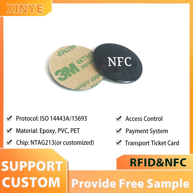 NFC social media tag RFID chip labels nfc epoxy tag rfid coin round tags with ntag213 smart chip