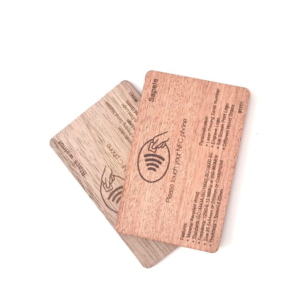Smart Recyclable Custom Printing Nfc social google Business wooden Bamboo wood nfc card