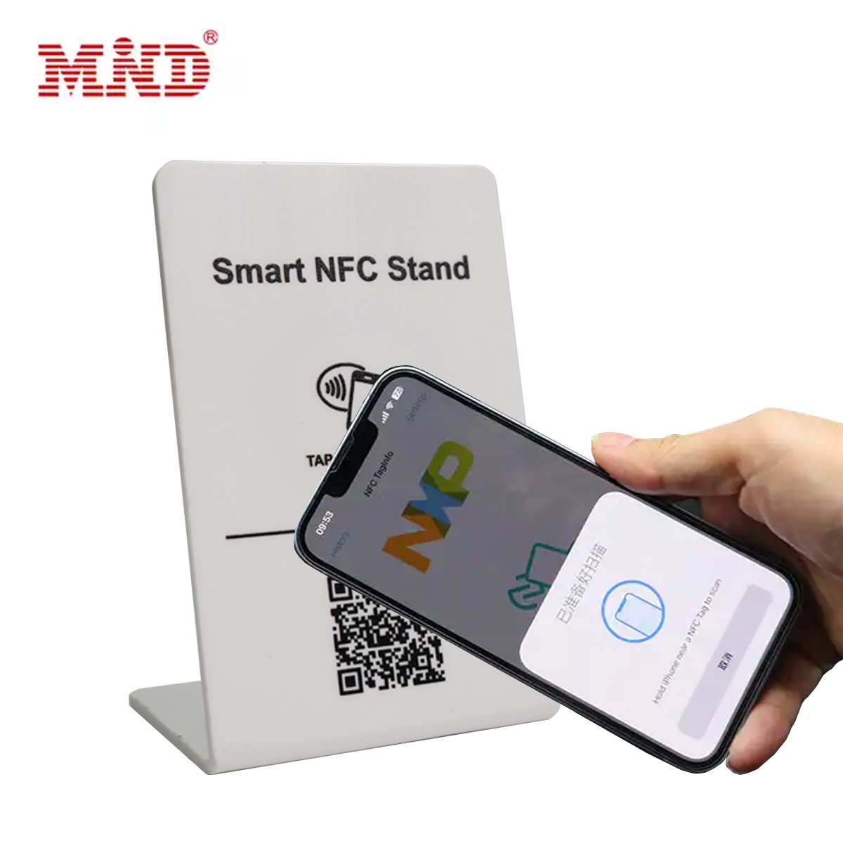 Customized Personalized Acrylic Table Print Qr Code Nfc PVC Display Stand Blank NFC Google Review Card