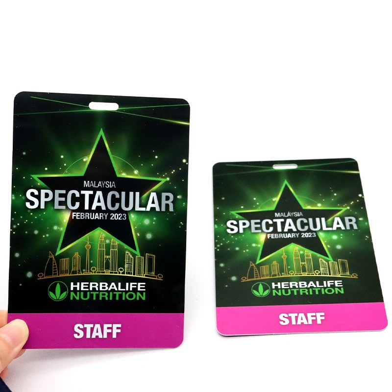 Wholesale Full Color Hole Smart Rfid Chip Event Badges Vip Pass Id Card With Lanyard Custom Size VIP Passes