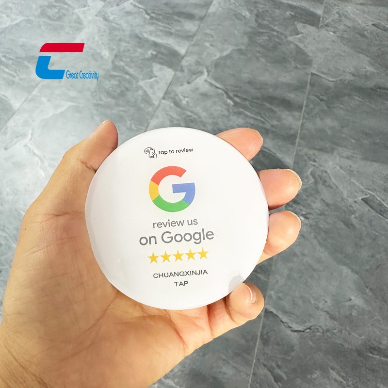 Round shape 50mm 80mm 100mm waterproof nfc menu tag epoxy nfc card with back adhesive