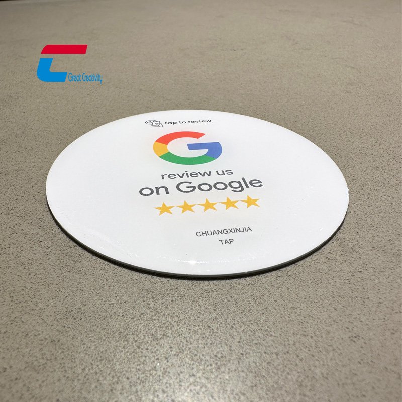 Round shape 50mm 80mm 100mm waterproof nfc menu tag epoxy nfc card with back adhesive