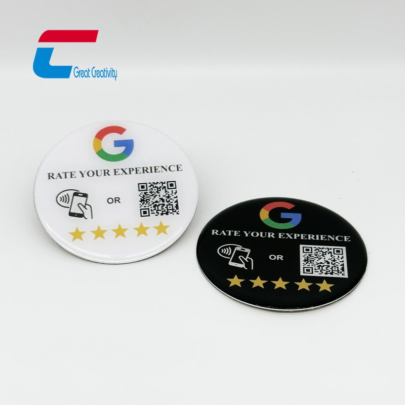 Round shape 50mm 80mm 100mm waterproof nfc menu tag epoxy nfc card with back adhesive
