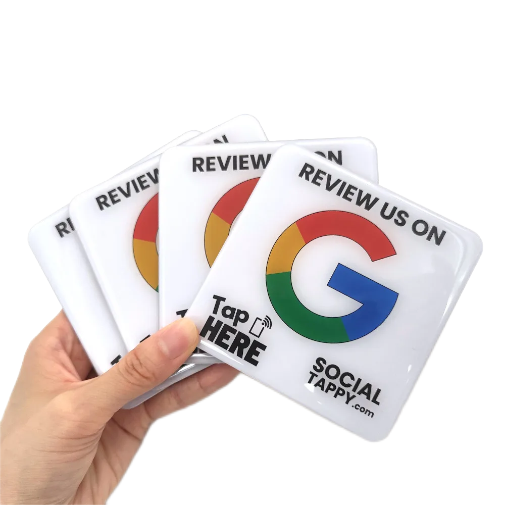 Hot sale 15*15cm RFID Acrylic card Ntg213 13.56MHZ frequency NFC plastic business google review card