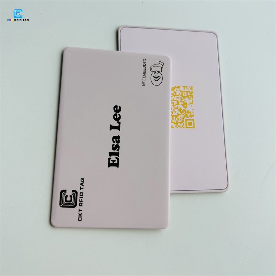 Premium Pink Metal NFC Digital Business Cards Stainless Steel Brass NFC And Chip Card