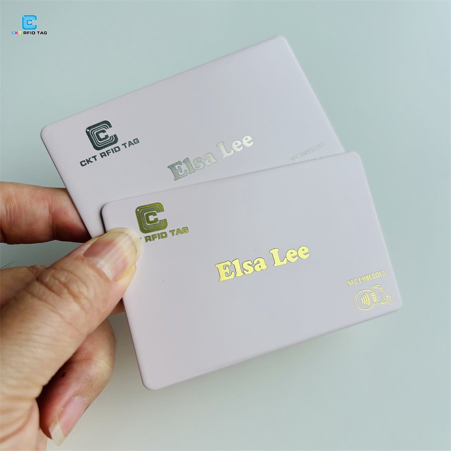 Premium Pink Metal NFC Digital Business Cards Stainless Steel Brass NFC And Chip Card