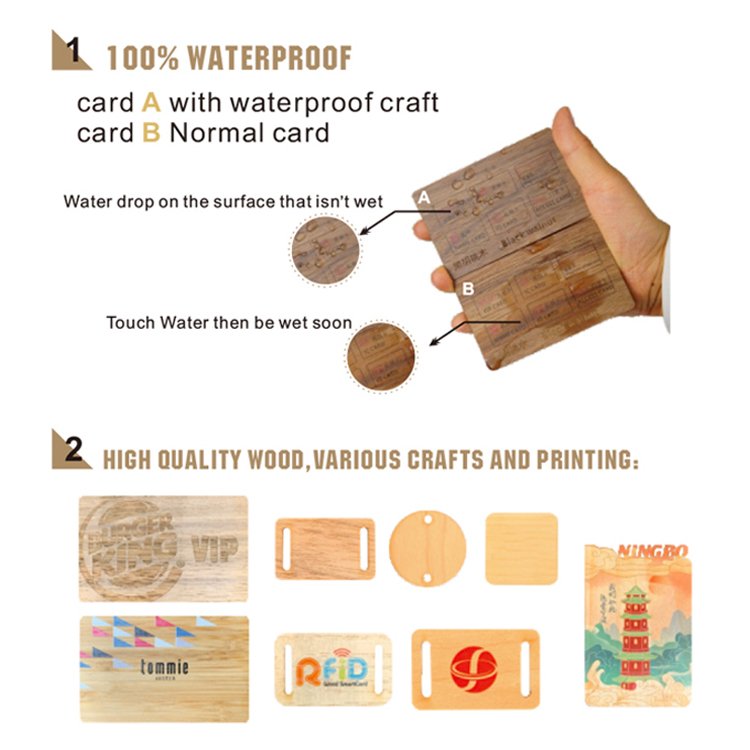 Customized NFC Wooden Card Smart Eco-Friendly NFC MIFARE DESFire EV1 4K Wooden Card