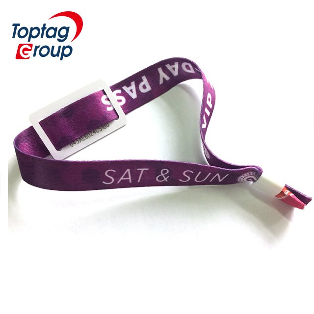 Custom Logo 13.56MHz Music Festival RFID Weave Wristband HF Passive NFC Fabric Wristbands Bracelet for Activity