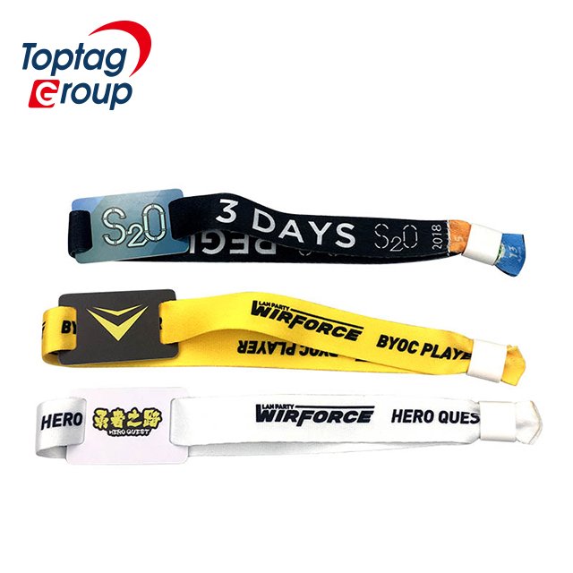 Custom Logo 13.56MHz Music Festival RFID Weave Wristband HF Passive NFC Fabric Wristbands Bracelet for Activity