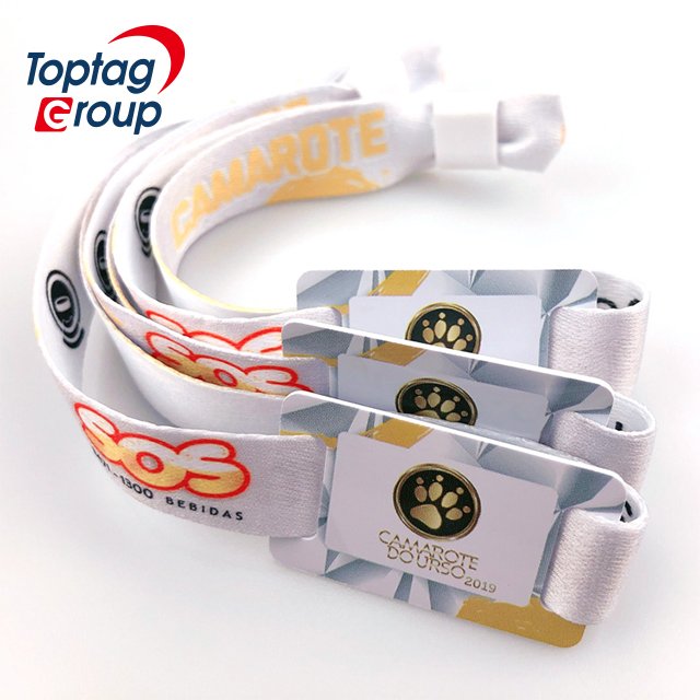 Custom Logo 13.56MHz Music Festival RFID Weave Wristband HF Passive NFC Fabric Wristbands Bracelet for Activity
