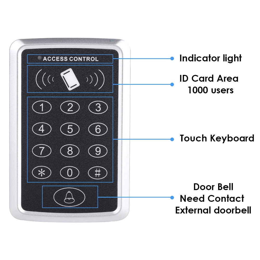 125KHz RFID Access Control Keypad card Reader For Door Access Control System smart door lock access controller Door Bell