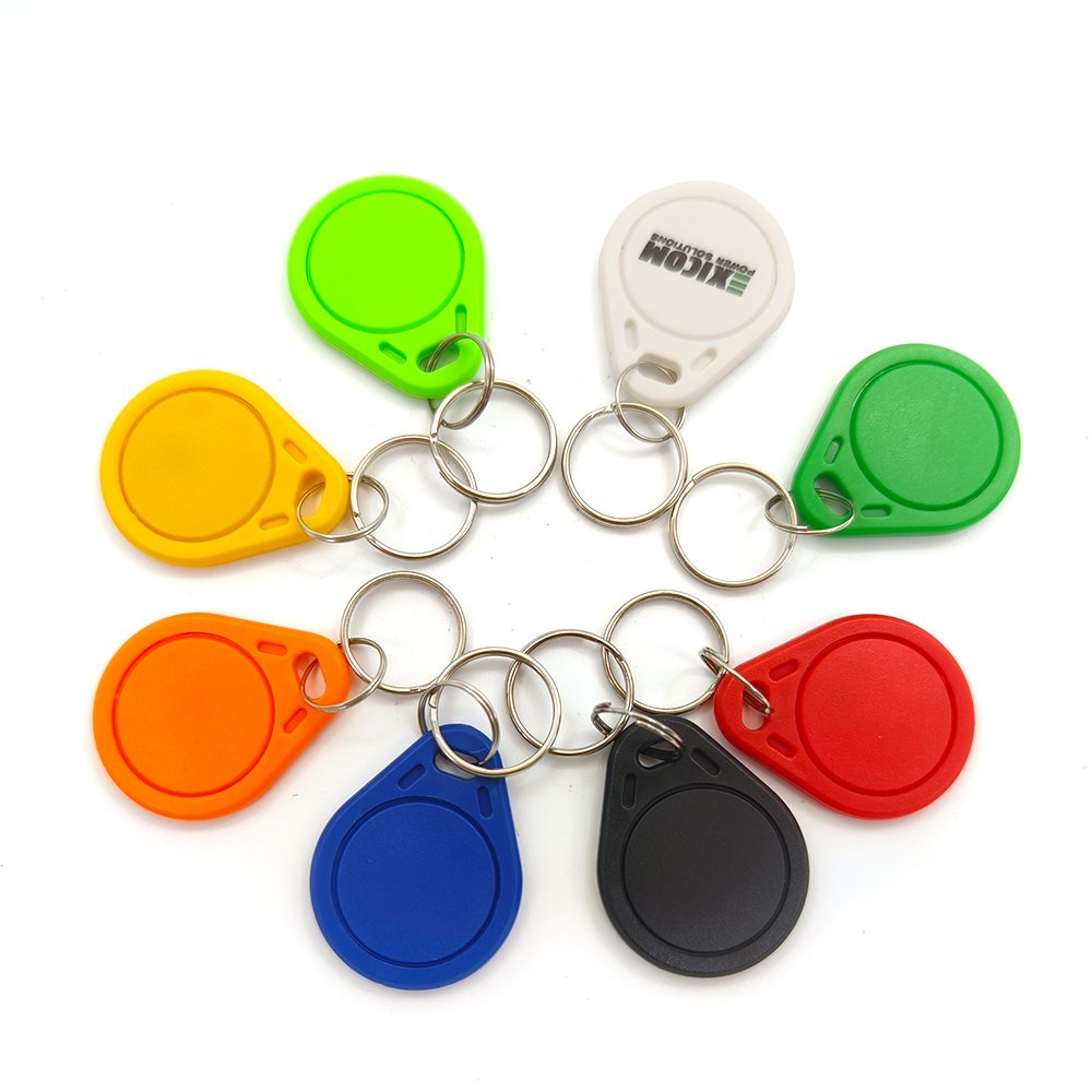 ISO14443A NFC HF 13.56Mhz 41*32mm rfid keyfob with keyring for door and elevator access control