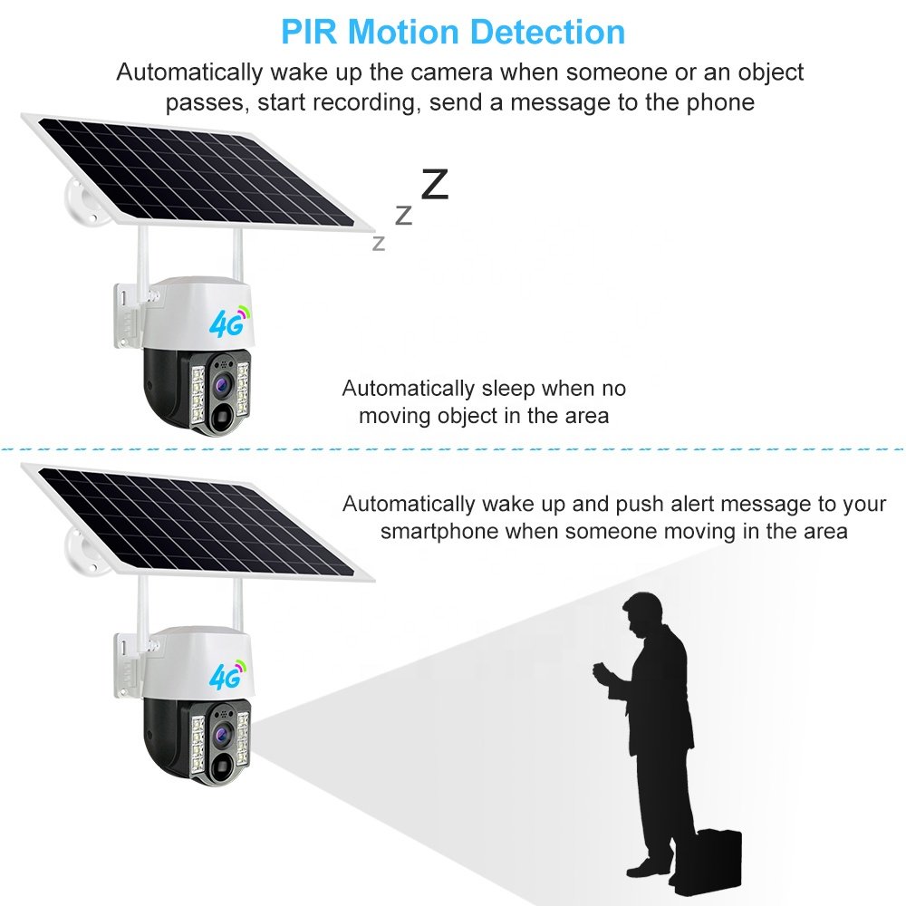 Jortan 3MP V380 Ptz 4g Solar Camera 360 Degree Rotate Outdoor Waterproof Motion Detection Battery Audio Solar Camera Wifi