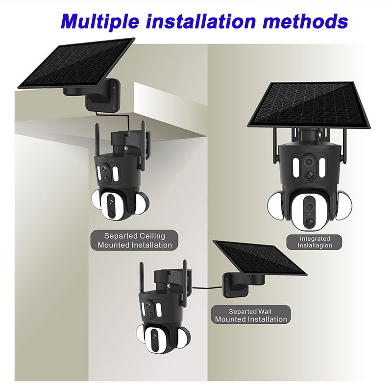 UBOX 4G WiFi Dual-Lens PTZ Security Camera with Solar power 4G sim Card Wireless Dual-Lens Two-Way Audio for CCTV Surveillance