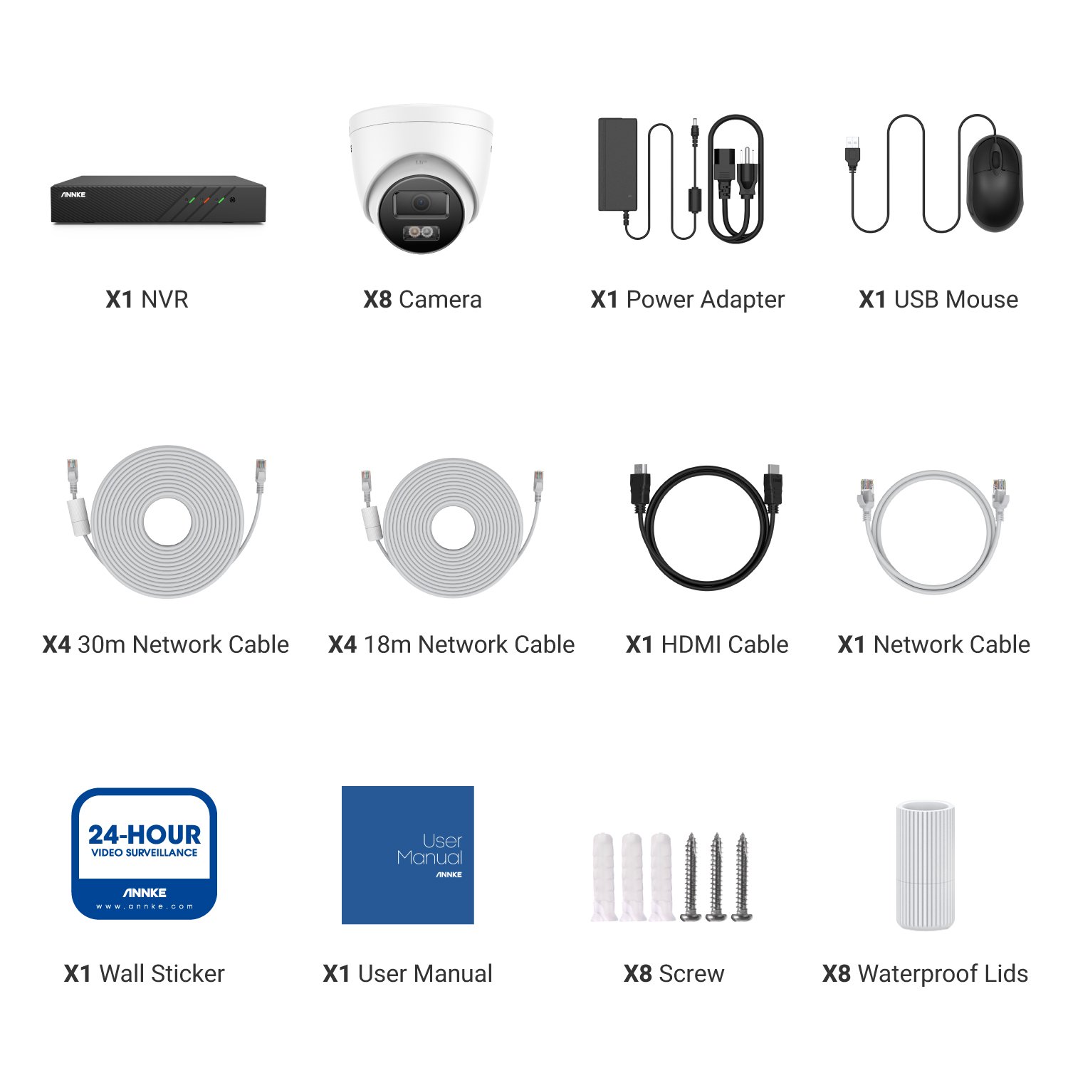 ANNKE 3K Network POE IP Security Camera with 6MP NVR, Motion Detection, Dual-Light Turret Surveillance System