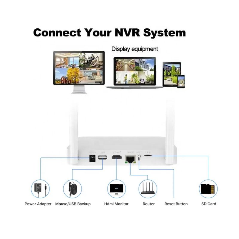 Saikiot EseeCloud 4CH Solar Wireless NVR Kit with 4MP Camera CCTV Surveillance Security NVR Kit System Solar WIFI Camera NVR Kit