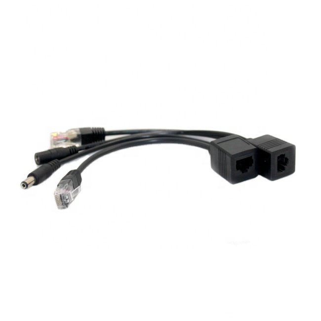 Passive PoE splitter 2 in 1 Straight Through ethernet cable RJ45 Port POE splitter