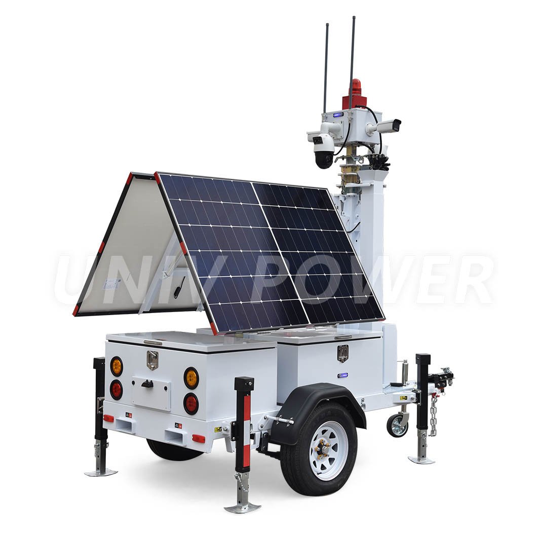 4G WiFi 4MP HD Video Recorder Surveillance Monitor Mobile Security Trailer CCTV Camera Tower
