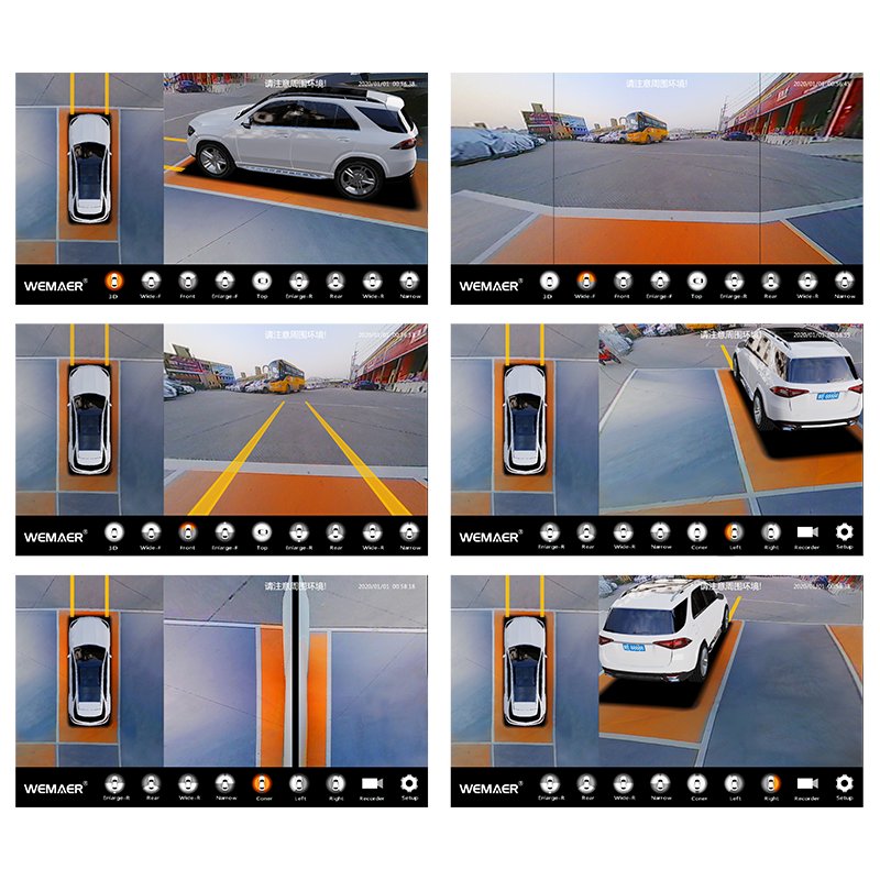 1080P Bird Parking System 360 Degree Panoramic 2D 3D Surround View Backup 4 Camera kit Car Reverse 24v Truck Dvr Side Cameras