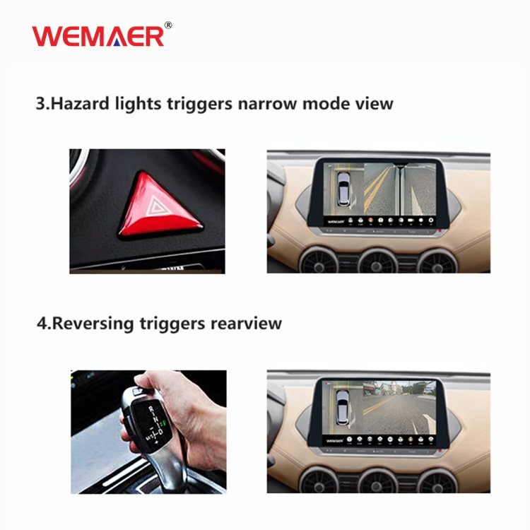 1080P Bird Parking System 360 Degree Panoramic 2D 3D Surround View Backup 4 Camera kit Car Reverse 24v Truck Dvr Side Cameras